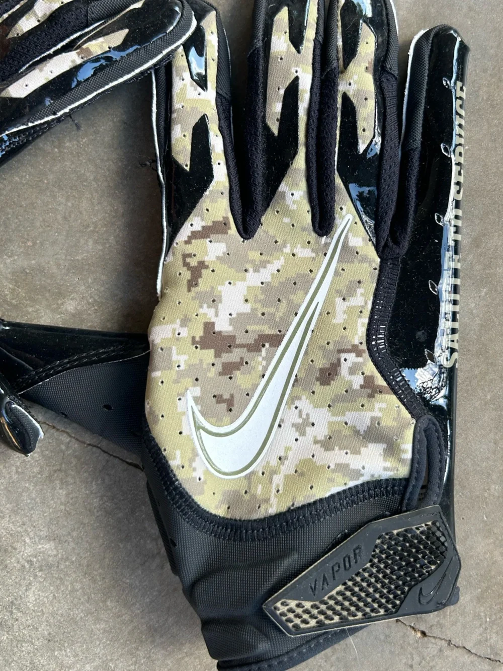 Salute to Service Camo NFL Football Gloves - Glossy Black